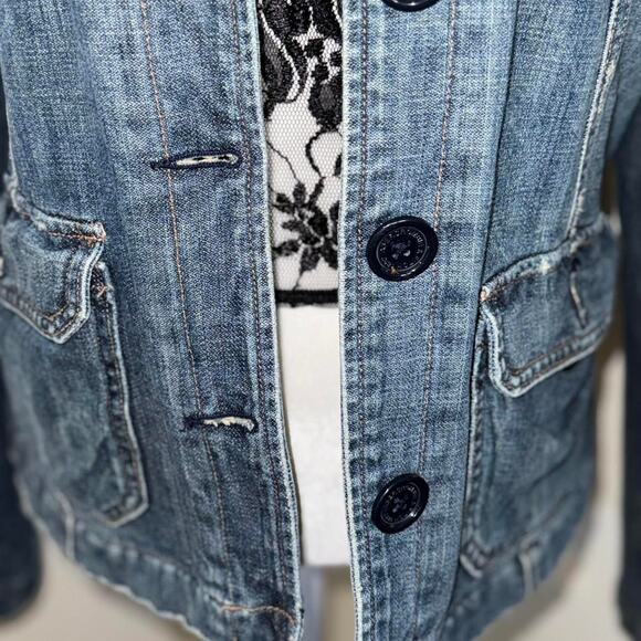 Abercrombie fitch vtg denim faux fur jacket - Picture 3 of 6